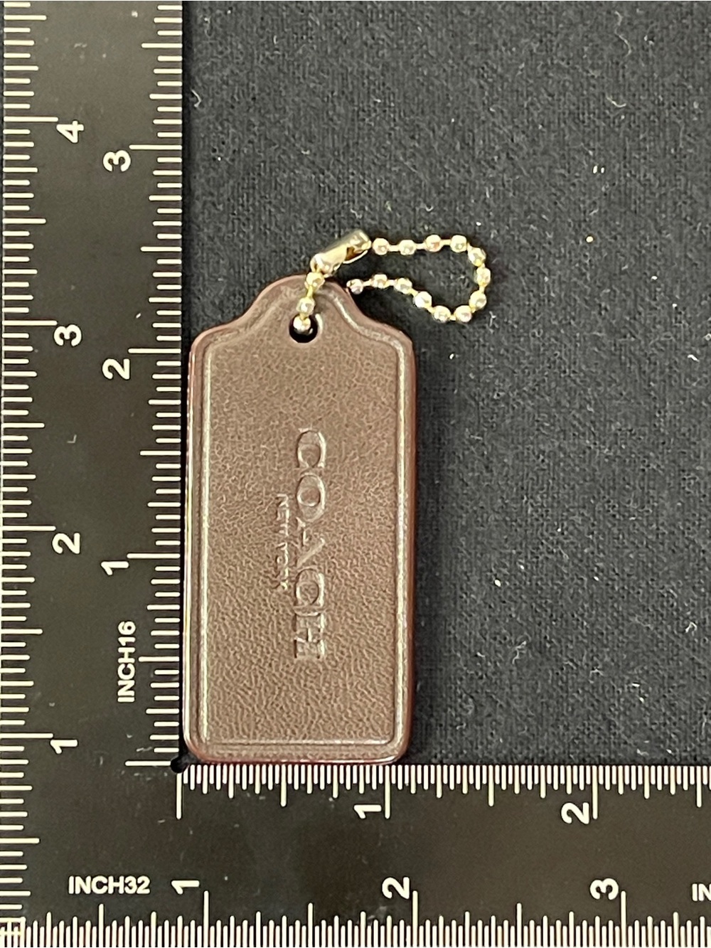 Coach Brown Leather Hang Tag with Gold-Tone Ball Chain